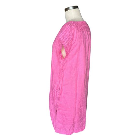 CALYPSO ST BARTH Vibrant Pink Linen Mini Shift Dress Women's Size Medium Preppy - Picture 3 of 8